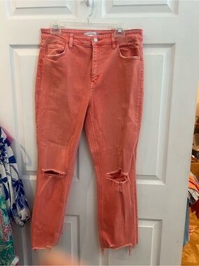 Flying Monkey Coral Distressed Cropped Jeans sz 31